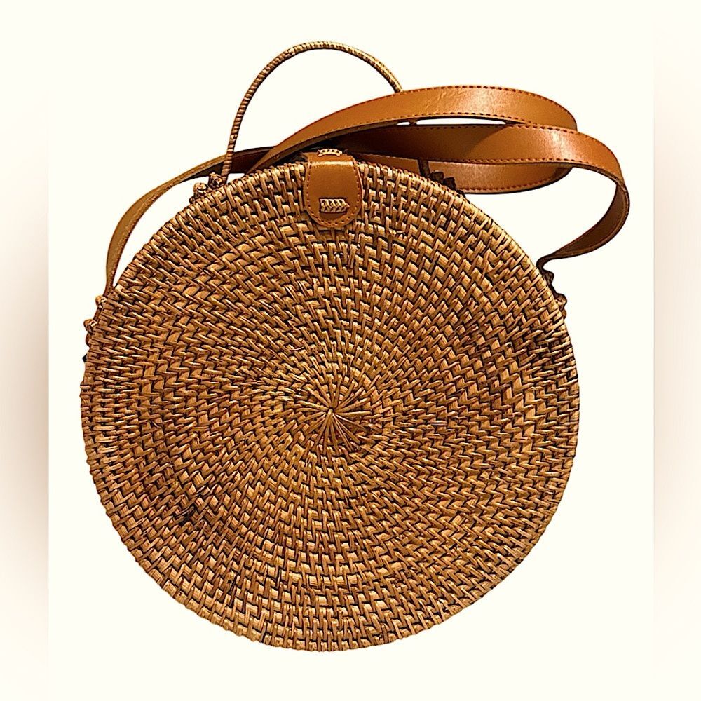 Round Woven Tan Bag